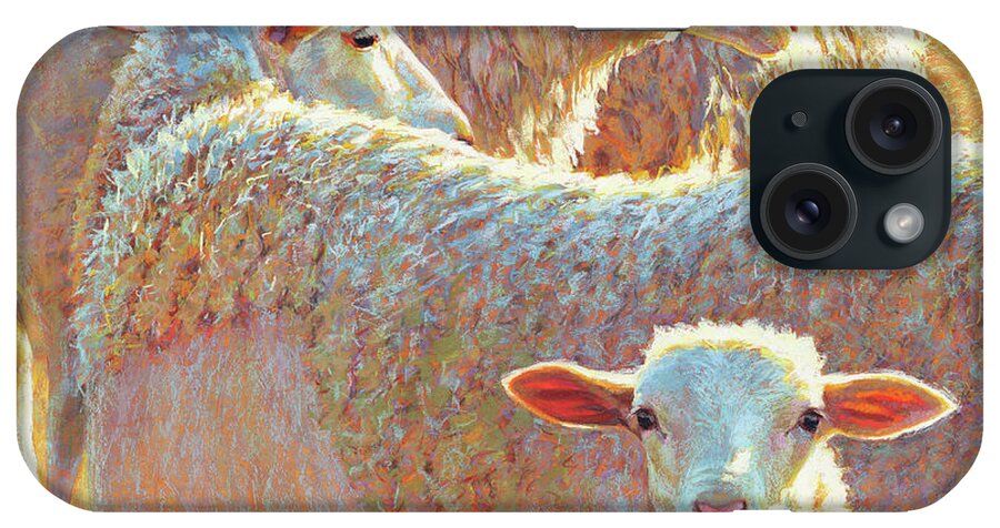 Sheep iPhone Case featuring the pastel They Don't See What She Sees by Rita Kirkman