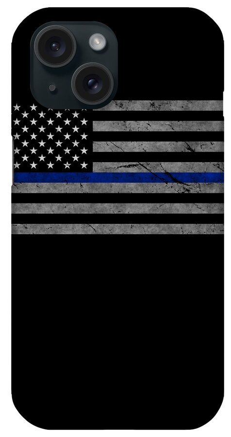 Funny iPhone Case featuring the digital art Thin Blue Line US Flag by Flippin Sweet Gear