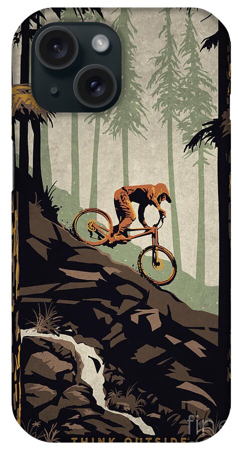 Mountain Bike iPhone Case featuring the painting Think Outside No Box Required by Sassan Filsoof