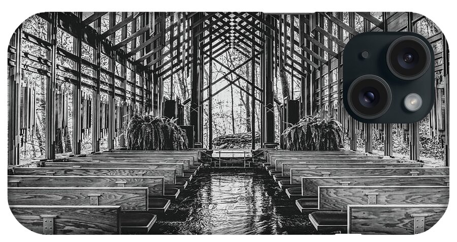 Thorncrown Chapel iPhone Case featuring the photograph Thorncrown Chapel Architecture in Black and White by Gregory Ballos