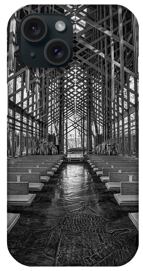 America iPhone Case featuring the photograph Thorncrown Chapel At Sunrise - Eureka Springs Arkansas in Black and White by Gregory Ballos