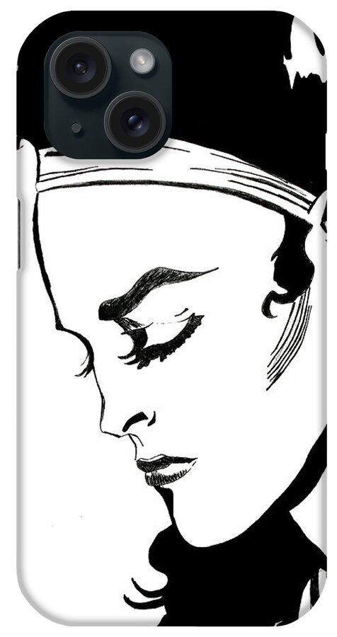 Woman iPhone Case featuring the drawing Thoughtful Woman by Yngve Alexandersson