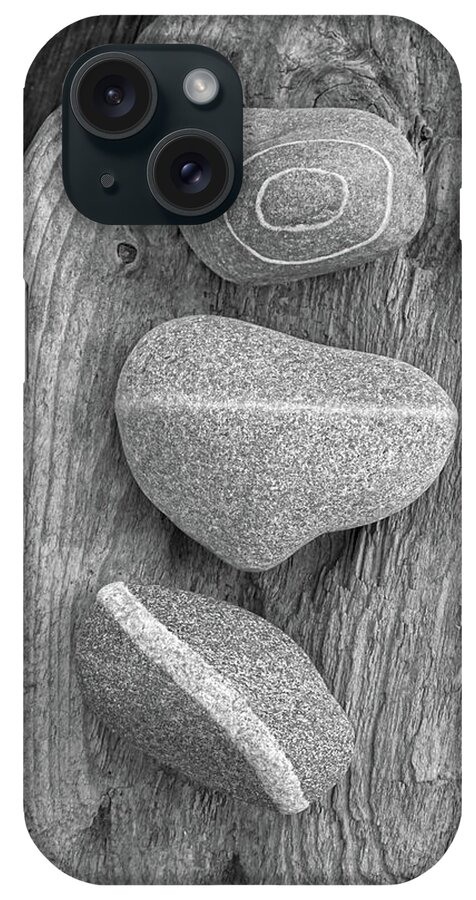 Stones iPhone Case featuring the photograph Three Amigos Over Driftwood Black and White by Kathi Mirto