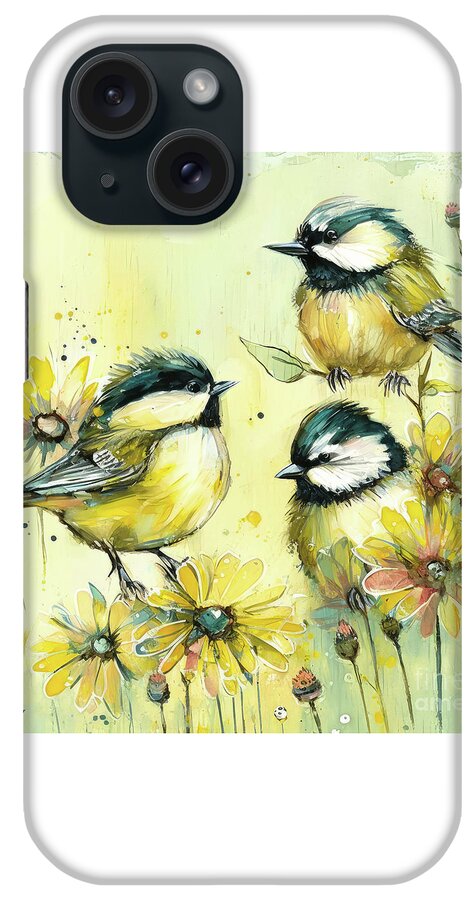Chickadee Birds iPhone Case featuring the painting Three Little Chickadees by Tina LeCour