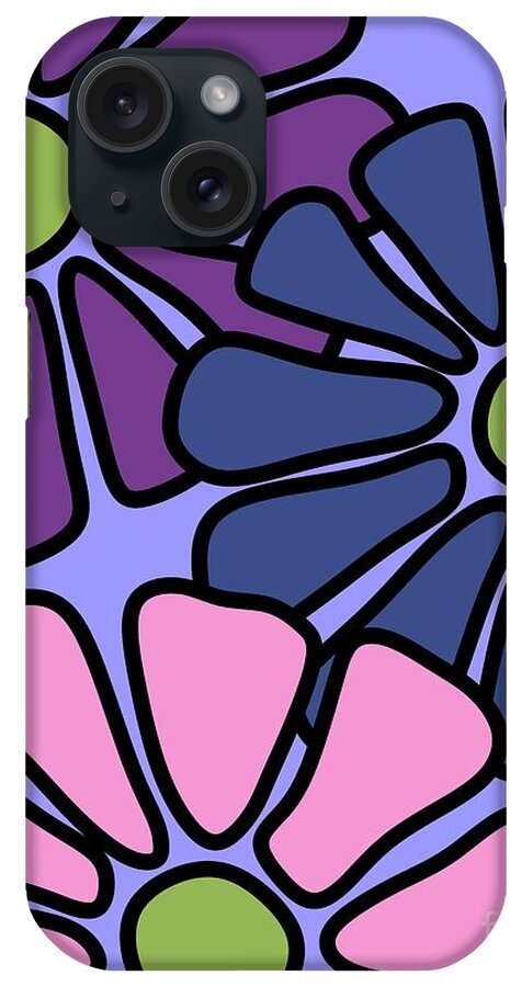 Flower Power iPhone Case featuring the digital art Three Mod Flowers by Donna Mibus
