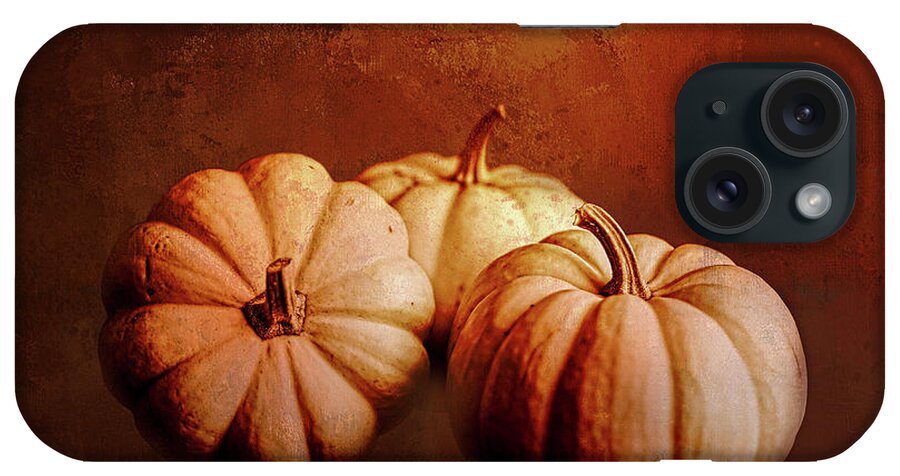 Three iPhone Case featuring the digital art Three Pumpkins in Color by Cindy Collier Harris