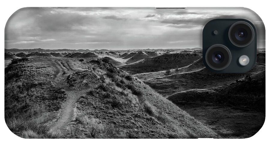Badlands Hiking Trail iPhone Case featuring the photograph Through The Badlands Black And White by Dan Sproul