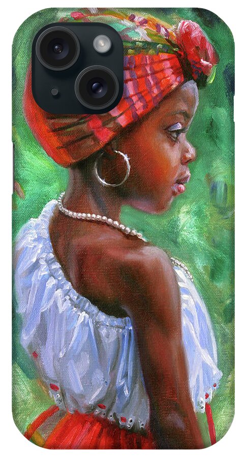 Caribbean Girl iPhone Case featuring the painting Ti Kweyol 2 by Jonathan Gladding