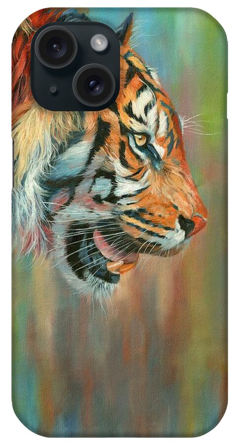 Tiger iPhone Case featuring the painting Tiger 2 Vibrant Series by David Stribbling
