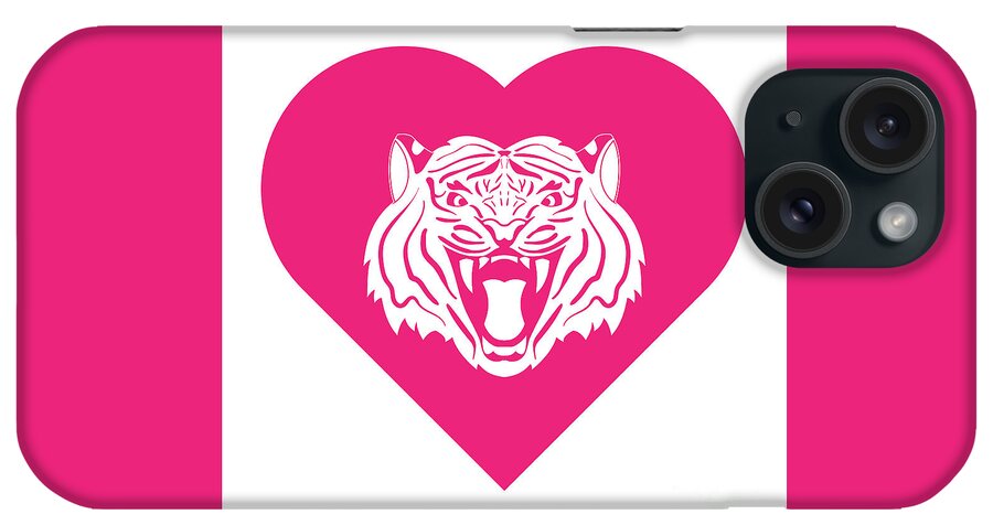 Tiger iPhone Case featuring the digital art Tiger Cares Pink by College Mascot Designs