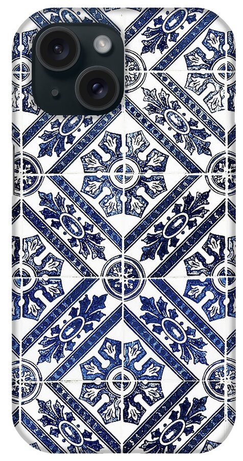 Blue Tiles iPhone Case featuring the digital art Tiles Mosaic Design Azulejo Portuguese Decorative Art I by Irina Sztukowski