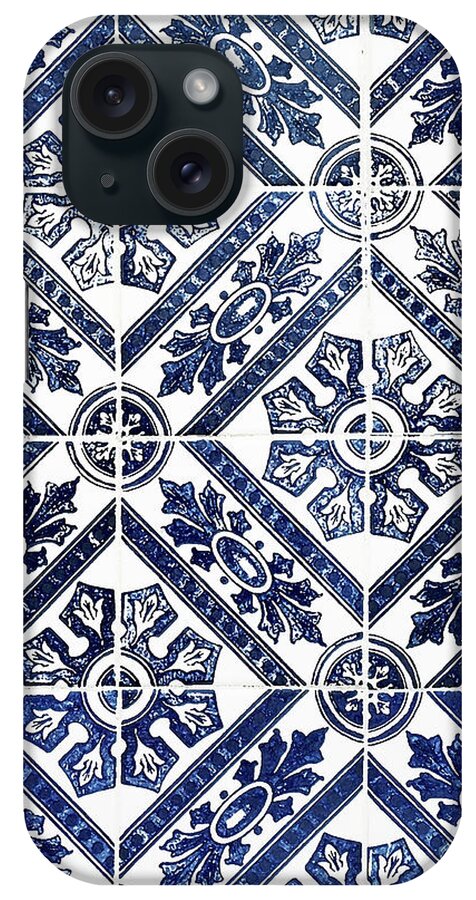 Blue Tiles iPhone Case featuring the digital art Tiles Mosaic Design Azulejo Portuguese Decorative Art II by Irina Sztukowski