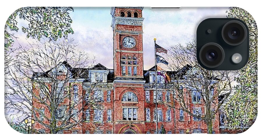 Clemson University iPhone Case featuring the drawing Tillman Hall- Clemson University by James Beath