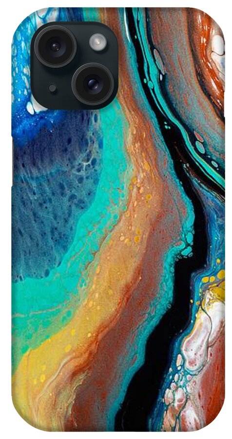 Abstract iPhone Case featuring the digital art Time And Space - Colorful Abstract Contemporary Acrylic Painting by Sambel Pedes