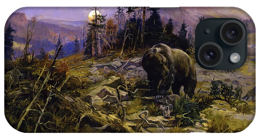 Bear iPhone Case featuring the painting To the Victor Belong the Spoils 1901 by Charles Marion Russell