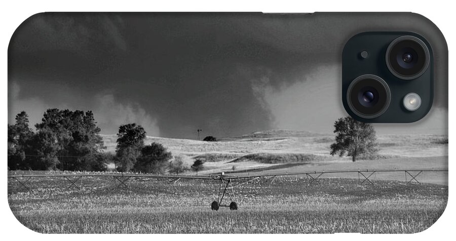 Weather iPhone Case featuring the photograph Wall Cloud Near Callaway, Nebraska Black and White by Ally White