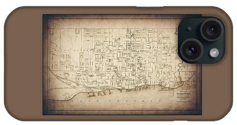 Toronto iPhone Case featuring the photograph Toronto Canada Vintage City Map 1880 Nostalgic Sepia by Carol Japp