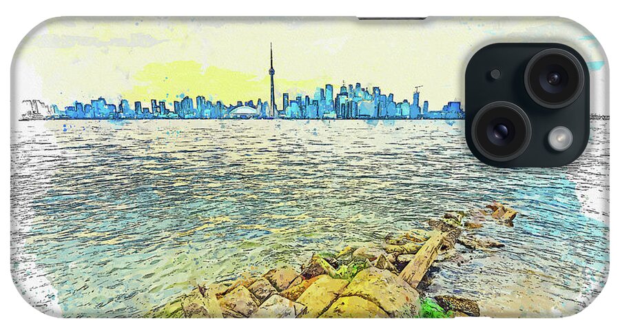 City iPhone Case featuring the painting Toronto Skyline at Sunset, ca 2021 by Ahmet Asar, Asar Studios by Celestial Images