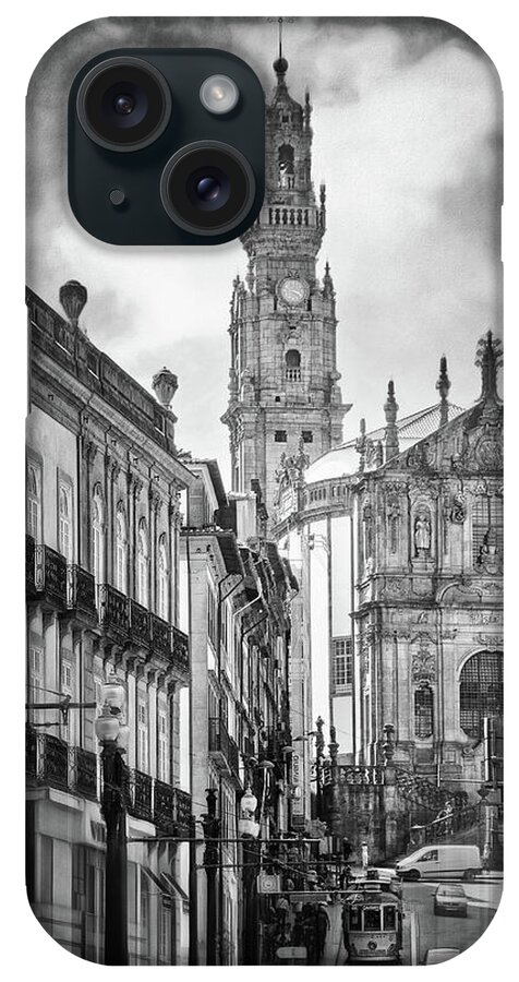 Porto iPhone Case featuring the photograph Torre Dos Clerigos Porto Portugal Black and White by Carol Japp