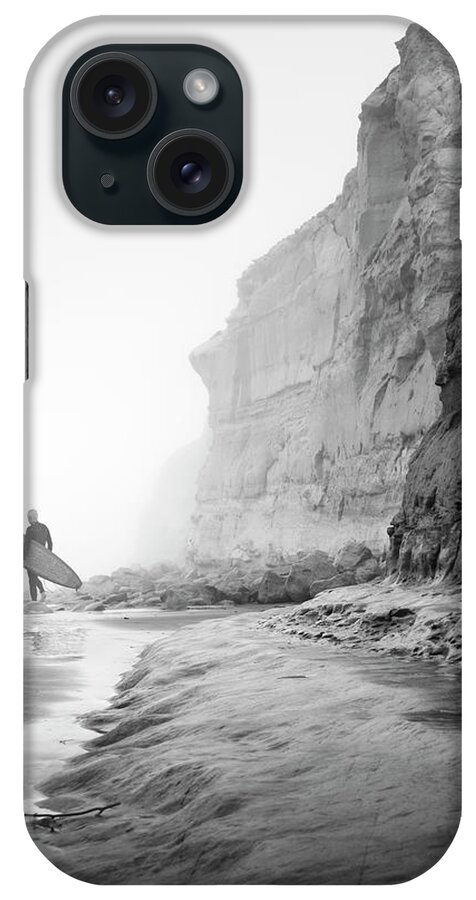 San Diego iPhone Case featuring the photograph Torrey Pines Foggy Surfer by William Dunigan