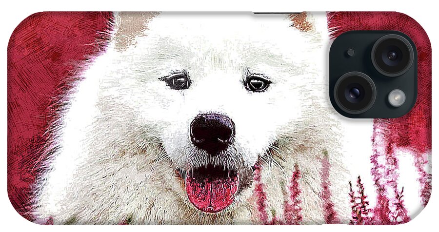 Samoyed iPhone Case featuring the painting Totally Adorable, Samoyed Dog by Custom Pet Portrait Art Studio