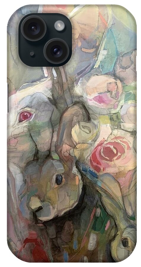 Rabbit iPhone Case featuring the painting Totem by Kimberly Santini