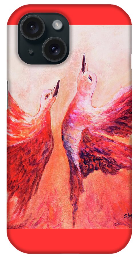 Sher Nasser Artist iPhone Case featuring the painting Towards Heaven Canadian Geese by Sher Nasser Artist