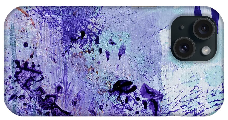 Tropical iPhone Case featuring the painting TOWER OF LONDON Tropical Abstract Painting Purple Aqua Blue Orange by Lynnie Lang
