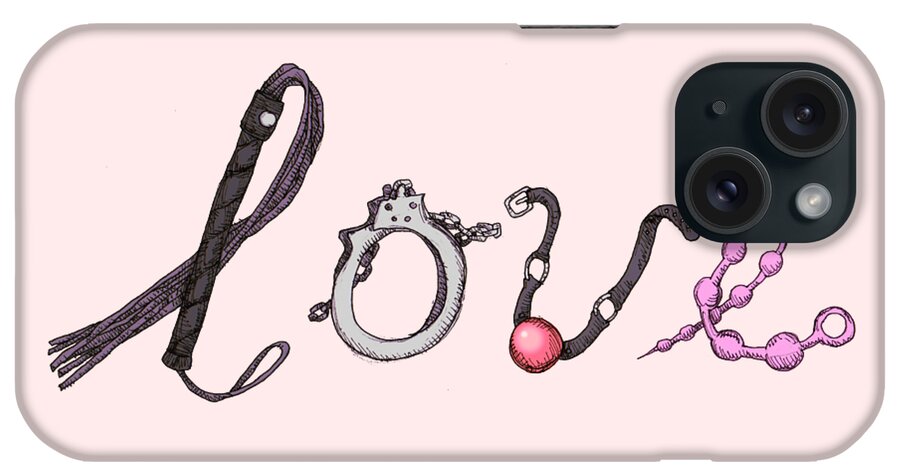 Sex Toy iPhone Case featuring the drawing Toy Love by Ludwig Van Bacon