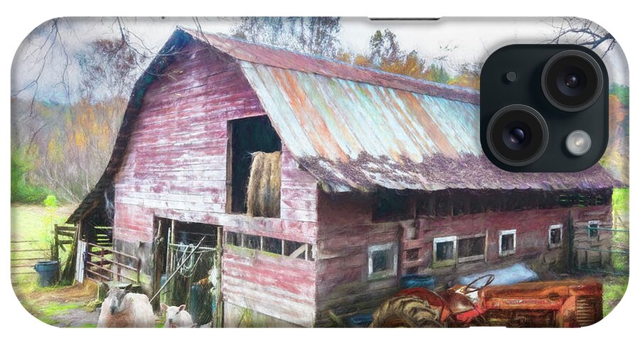 Barns iPhone Case featuring the photograph Tractor at the Sheep Farm Painting by Debra and Dave Vanderlaan