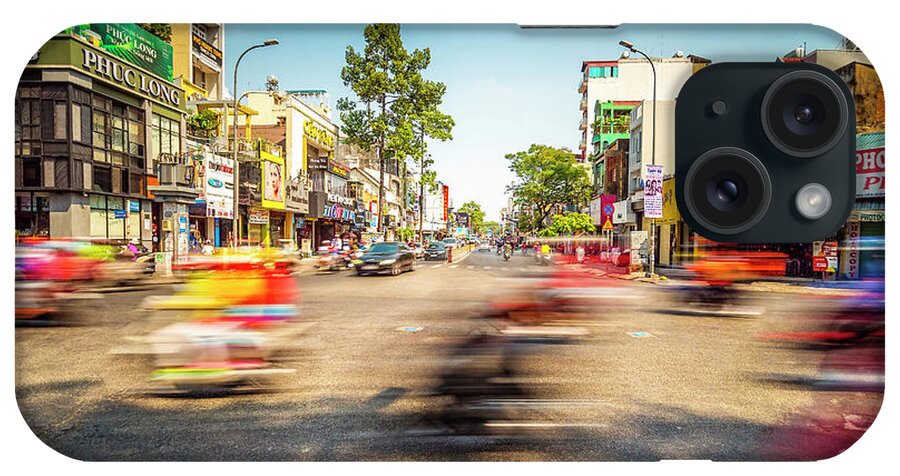 Saigon iPhone Case featuring the photograph Traffic at Ho Chi Minh City aka Saigon Intersection in Vietnam by Bryan Mullennix