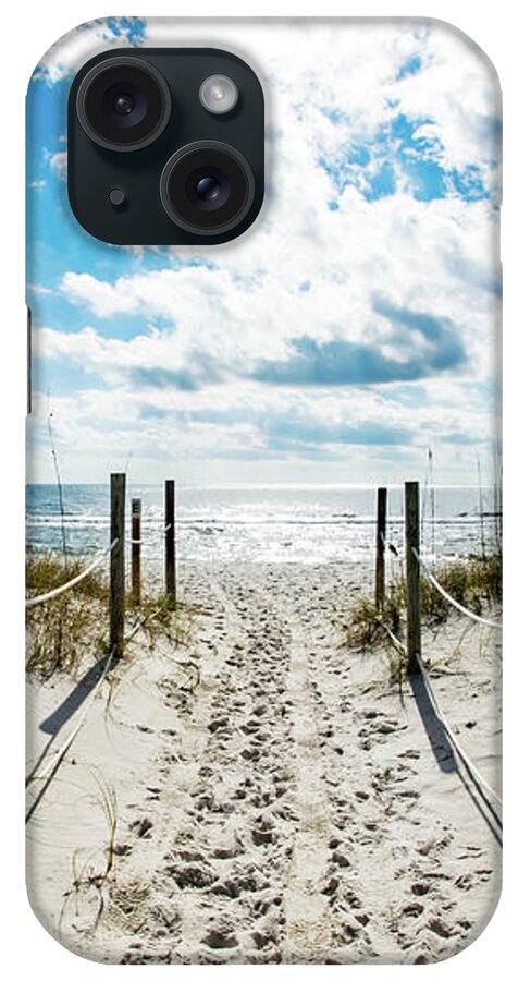 Footprints iPhone Case featuring the photograph Trail of Footprints to the Beach by Beachtown Views
