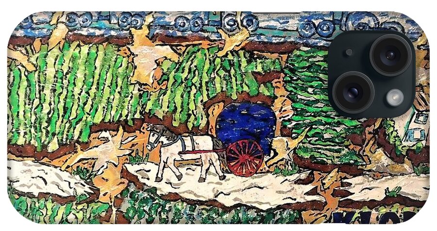 Train Carriage Industrial Revolution iPhone Case featuring the mixed media Train And Carriage After Van Gogh 2021 by Kevin OBrien