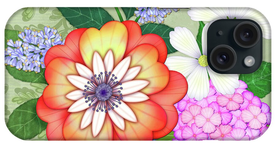 Flowers iPhone Case featuring the digital art Tranquility - Flowers in Vase by Valerie Drake Lesiak