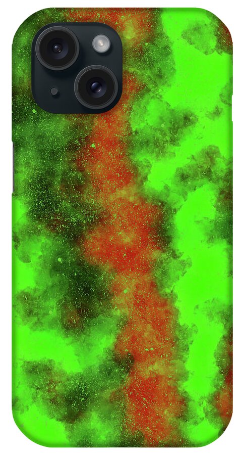 Chartreuse iPhone Case featuring the painting Transmutation - Contemporary Abstract - Abstract Expressionist painting - Chartreuse, Neon Green by Studio Grafiikka