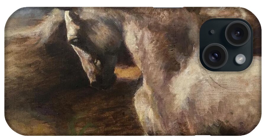 Horse iPhone Case featuring the painting Traversing the Storm by Ellen Dreibelbis