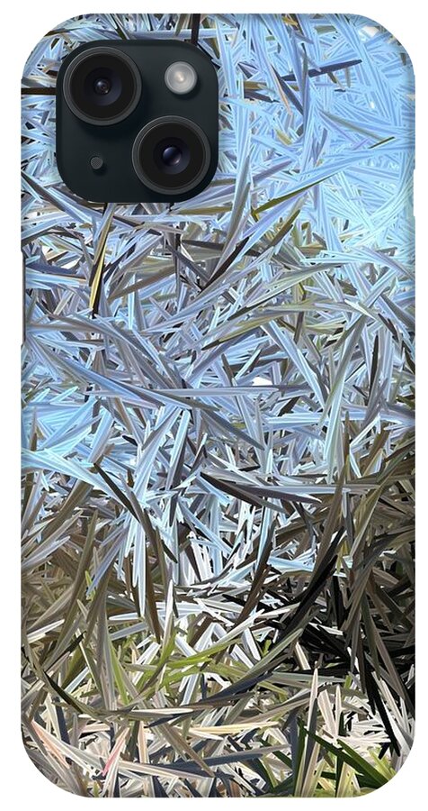 Abstract Trees Blue Sky Brown Ground Branches Green Leaves iPhone Case featuring the digital art Trees by Kathleen Boyles