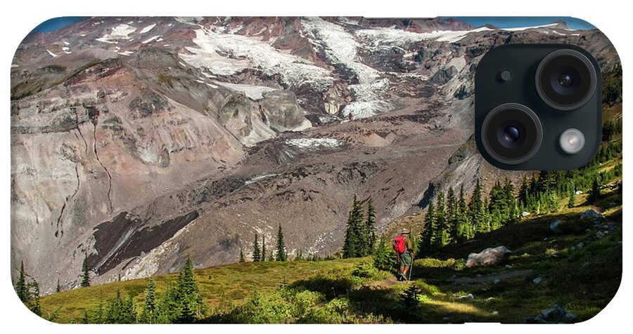 Mount Rainier National Park iPhone Case featuring the photograph Trekking in Paradise by Doug Scrima