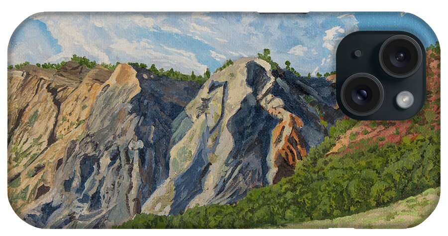 Spring iPhone Case featuring the painting Tri-Colored Cliffs by Greg Miller