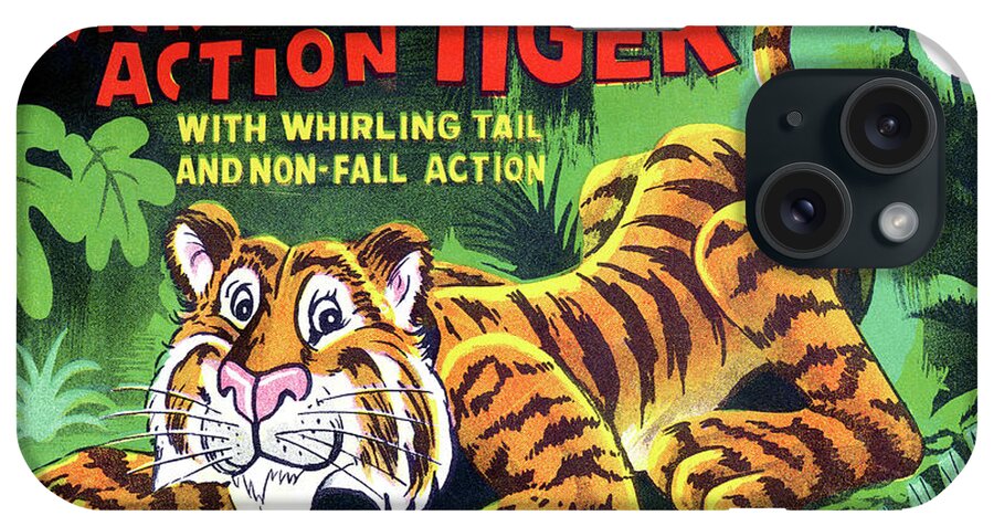 Vintage Toy Posters iPhone Case featuring the drawing Tricky Action Tiger by Vintage Toy Posters