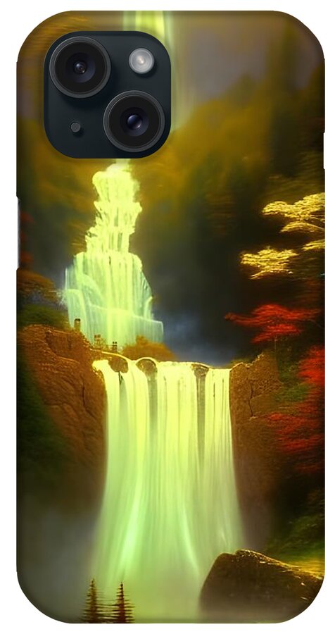 Digital iPhone Case featuring the digital art Triple Waterfall by Beverly Read