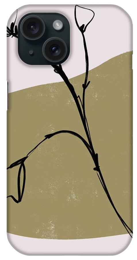 Flowers iPhone Case featuring the mixed media Triplets - Contemporary Modern Minimal Abstract Painting - Line Art by Studio Grafiikka