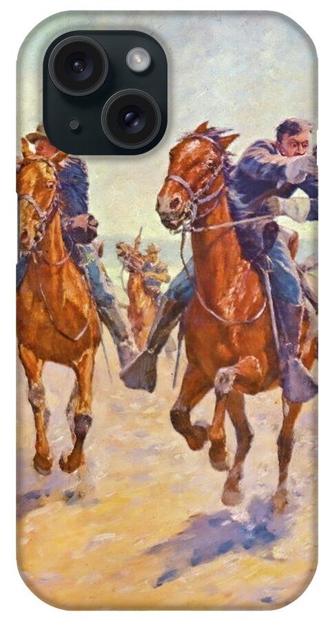 Charles Schreyvogel iPhone Case featuring the painting Troopers in Pursuit by Charles Schreyvogel