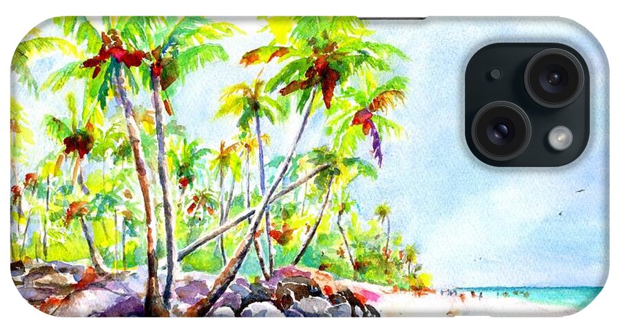 Beach iPhone Case featuring the painting Tropical Bavaro Beach Punta Cana Dominican Republic by Carlin Blahnik CarlinArtWatercolor