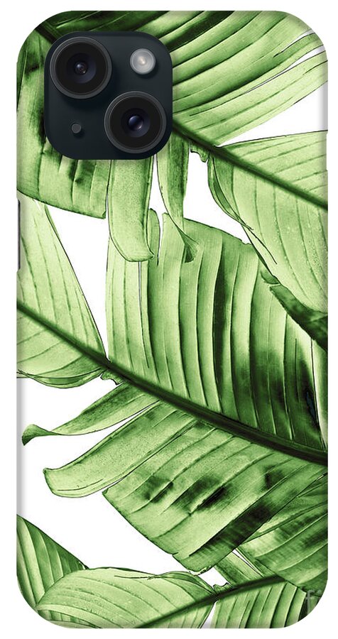 Color iPhone Case featuring the mixed media Tropical Green Banana Leaves Dream #1 #decor #art by Anitas and Bellas Art