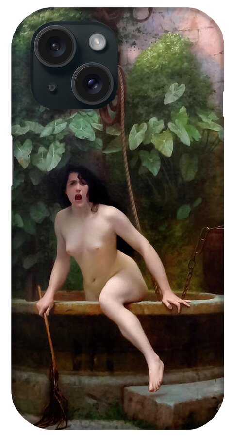 Truth Coming From The Well Armed With Her Whip To Chastise Mankind iPhone Case featuring the painting Truth coming from the well armed with her whip to chastise mankind by Jean-Leon Gerome