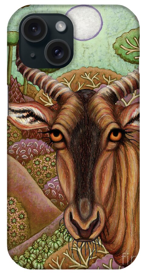 Antelope iPhone Case featuring the painting Tsessebe Antelope Adventure by Amy E Fraser