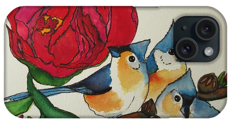 Tuffies iPhone Case featuring the painting Tufted Trio by Dale Bernard