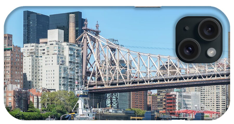 East River iPhone Case featuring the photograph Tug and Barge Under Bridge by Cate Franklyn