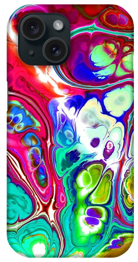 Colorful iPhone Case featuring the digital art Tukiran - Funky Artistic Colorful Abstract Marble Fluid Digital Art by Sambel Pedes
